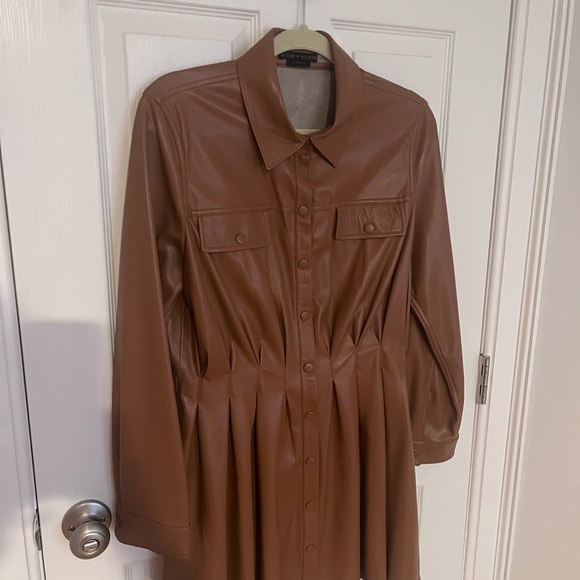 Alice + Olivia brown faux leather shirt dress - Picture 2 of 5